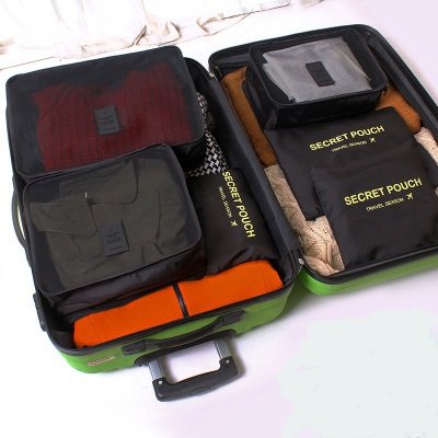 Image of 6 Sets Travel Organizers Packing Cubes Luggage Organizers Compression Pouches (Black)