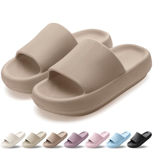 HEOAARG Zapatillas de Estar por Casa Mujer Hombre Zapatillas Nube Suave Chanclas de Baño Ligeras Pantuflas Chancletas Slippers Antideslizante Transpirables，Marrón，42-43 EU