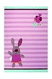 Florhöhe: 1 cm Sigikid Kinderteppich 3 Happy Friends Stripes  rose  120 x 180 cm