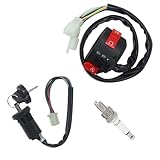 Amavoler Left Starter Kill Light Switch Ignition Key Switch with Spark Plug Aftermarket Replacement Parts Fit for 50cc 70cc 90cc 110 cc 125cc 150cc Chinese ATV Quad 4 Wheeler TaoTao SUNL Coolster Etc