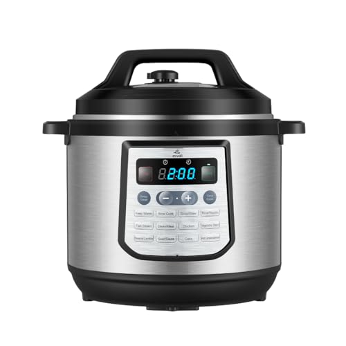 evvoli 12-in-1 Multi-Use Programmable Pressure Cooker Digital LED Display 8 L 1200 W EVKA-PC8012S Black/Silver