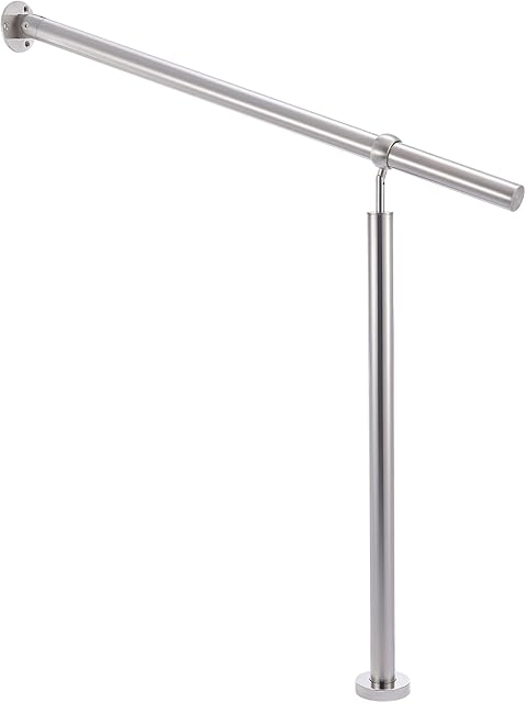 CO-Z Stainless Steel Handrail, 100x90 cm Interior Exterior Handrail for Garden Stairs, Hand Support Railing for The Elderly & Others, Outdoor Indoor Bannister Rail with Wall Fittings and Metal Plugs