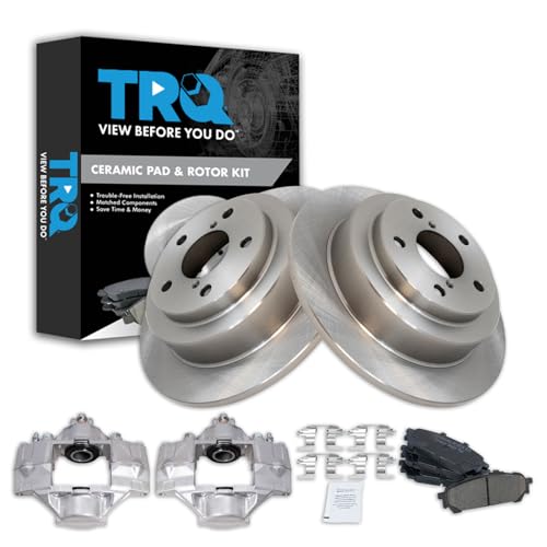 Image of TRQ Rear Brake Pad and Rotor Set Ceramic Rotors Calipers | For 2006-2007 Subaru Impreza