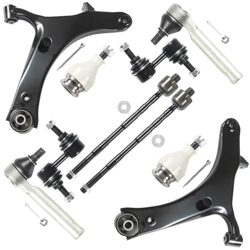 Tiezful 10PCS Suspension Kit Fits for Subaru Outback Legacy 2005 2006 2007 2008 2009 Front Lower Control Arm w/Ball Joint Sway Bar Tie Rod K622031 K622030 K9513 K750049 ES3712 EV800051