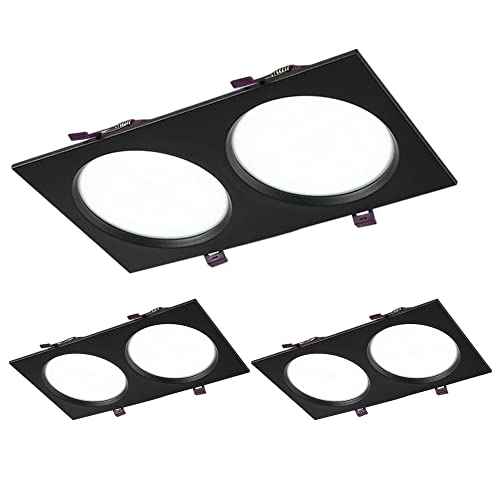 Plafonnier LED ultra fin rectangulaire double tête 24W - Rendu haut de gamme CRI 90