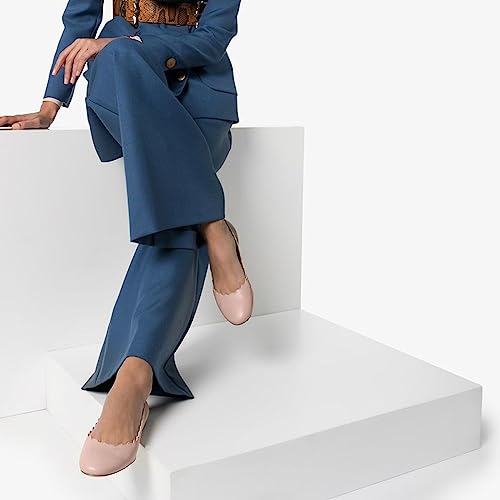 FOWT Women Round Toe Comfy Ballet Flats Slip on Wave Edge Pumps Office School Walking Driving Daily Shoes Size 4-15 US2