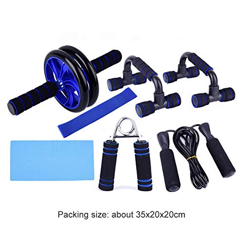 Rueda abdominal para entrenar en casa con bandas elásticas y agarres de mano 2