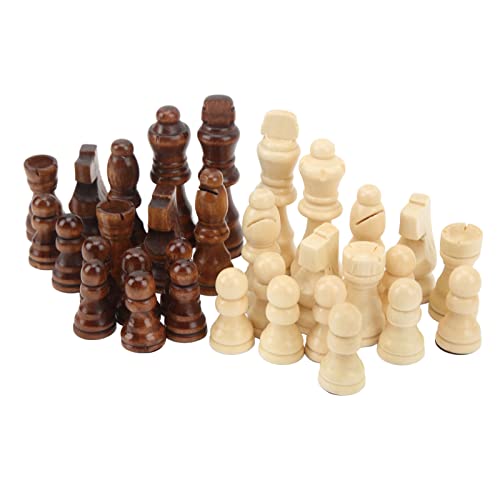 OPPWONG Chess Pieces, Wooden Chess Pieces Dual Color Wooden 32PCS International Figures Children Entertainment Toys