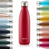 Blumtal® Botella termica Charles - botella termica 500ml sin BPA - botella agua acero inoxidable - botellas de agua acero inoxidable aislada - botella acero inoxidable - botella agua termica - rojo
