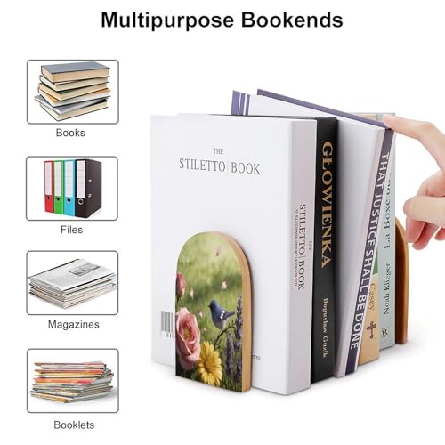 Sujetalibros modernos antideslizantes de madera para evitar la caída de libros 4