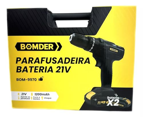 Parafusadeira Portátil com 2 baterias 21V + Kit Maleta com Acessórios - Bivolt