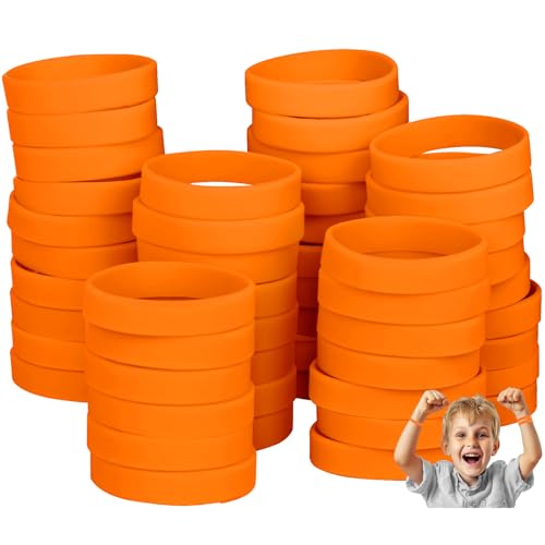 Bracelets en silicone pour enfants en caoutchouc orange en vrac lot de 100