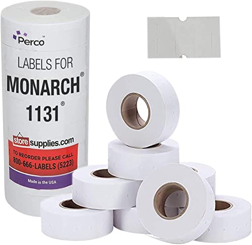 White Pricing Labels For Monarch 1131 Price Gun - 1 Sleeve, 20,000 Blank Marking Labels - With Ink Roll Included #TOP25
