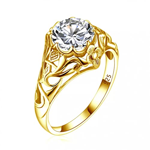 LSLYTQ 8 * 8mm Zircon Rings For Women Round 925 Jewelry Anniversary Banquet Gift Female
