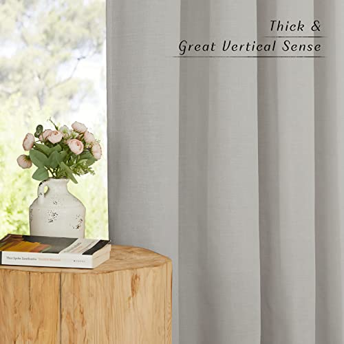 Nicetown Linen Gray Curtains For Windows, Rod Pocket & Back Tab Thick Flax Semi Sheer Eclectic Drapes Privacy Assured With Light Filtering For Kids Room/Living Room, W55 X L84, 2 Pieces #TOP4
