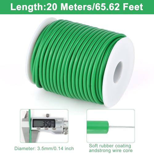 3,5mm x 20m Pflanzenbinder, Grün Pflanzendraht Weich, Dicke Bindedraht, Draht Grün, Ideal zum Anbinden von Kletterrosen und Pflanzenstütze im Garten