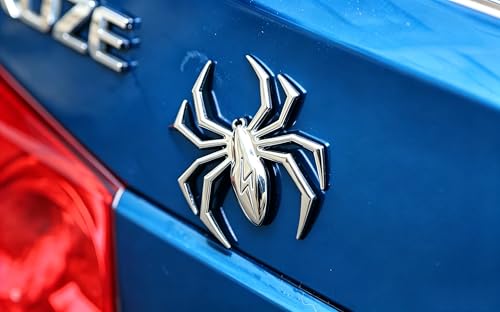 Image of 3D Spider Chrome Emblem Badge Sticker Decoration for Car, Truck, Motorcycle, RV, Scooter, SUV, Door, Window (Silver Flash Spider)