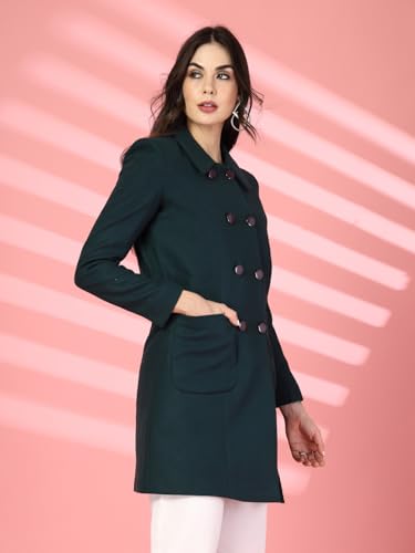 Image of CHKOKKO Women Classic Long Winter Coat Double Breasted | Knee Length Design with a Sophisticated Spread Collar and Convenient Front Pockets for All Occasions