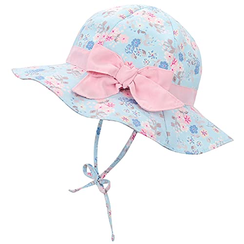 Chapéu de sol para bebês e meninas com FPS 50+ para o verão, crianças, praia, aba larga, Arco rosa a