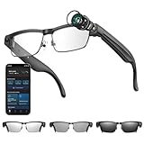 AI Smart Glasses 4K HD-Kamera, 800 W Anti Verwacklungs Kamera Brille mit Videoaufzeichnung, Duale Mikrofone mit Geräuschunterdrückung, Simultanübersetzung, ChatGPT Integration (Photochromic Lenses)