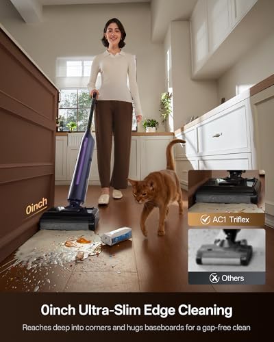Image of Ultenic Wet Dry Vacuum Cleaner, Vacuum Mop for Wet & Dry Messes, 180 Lay-Flat & Auto Self-Cleaning, 60Mins Runtime & Edge-Cleaning, Anti-Tangle Roller for Hard Floor and Pet Hair, AC1 TriFlex