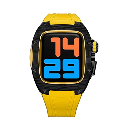 Kit modification Apple Watch carbone luxe 45mm et bracelet fluororubbe