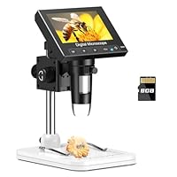 Leipan Coin Microscope for Kids Adults, 4.3 Inch IPS Screen Digital Microscope with 50X-1000X Magnification, 1080P USB Microscope Camera with 8 LED Lights, PC View, Gift for Children (Win/Mac)