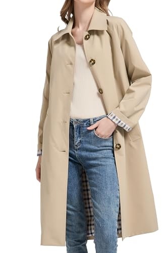 Orolay CHIIONE Waterproof Trench Coat Women Single Breasted Lightweight Rain Jacket with Deep Pockets for Spring
