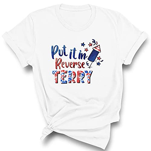 Put it in Reverse Terry Fireworks Patriotic Shirt Unisex Large White