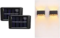 Kit 2 x Luminária Solar LED Arandela Externa 8 Fachos de Luz, Sensor Automático Dia e Noite, Compacta, Fácil Instalação – Iluminação para Jardim, Muro e Fachada