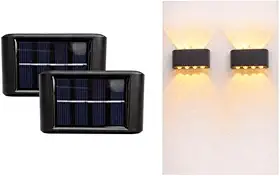 Kit 2 x Luminária Solar LED Arandela Externa 8 Fachos de Luz, Sensor Automático Dia e Noite, Compacta, Fácil Instalação – Iluminação para Jardim, Muro e Fachada
