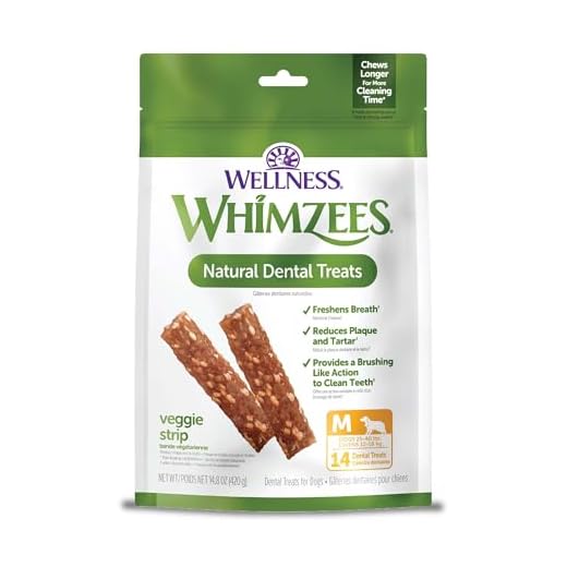 Whimzees Wellness Veggie Strip Dog Dental Treats, Medium Size Stick, (14 Count)