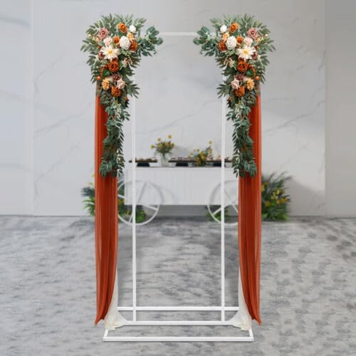 Eckig HintergrundstäNder Metall Traubogen Hochzeit Quadratischer Metallbogen Stand Hintergrund Bogen Quadratischer Metall-Hintergrundständer für Hochzeiten Geburtstagsfeiern usw 2x1M Weiß