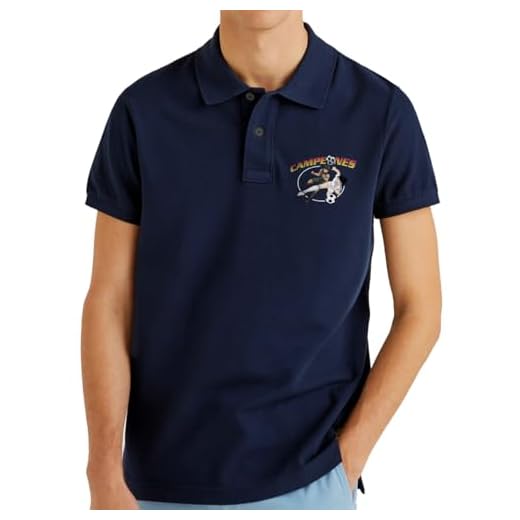 Camisetas EGB Polo Campeones - Oliver Y Benji - Ochenteras 80´s Retro Comic Tallas Especiales (Marino, M)