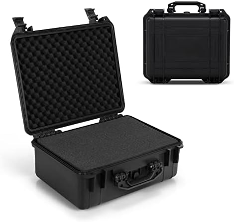 COSTWAY Portable Waterproof Hard Case, Compact Camera Case with Customizable Fit Foam, Dustproof Protective Tool Box for Electronics, Drones, Camera and Lens (13 Inch, 34x31x16cm)