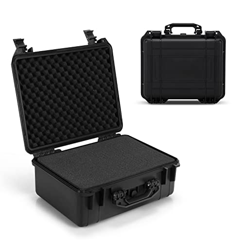 COSTWAY Portable Waterproof Hard Case, Compact Camera Case with Customizable Fit Foam, Dustproof Protective Tool Box for Electronics, Drones, Camera and Lens (Black, 13 Inch, 34x31x16cm)