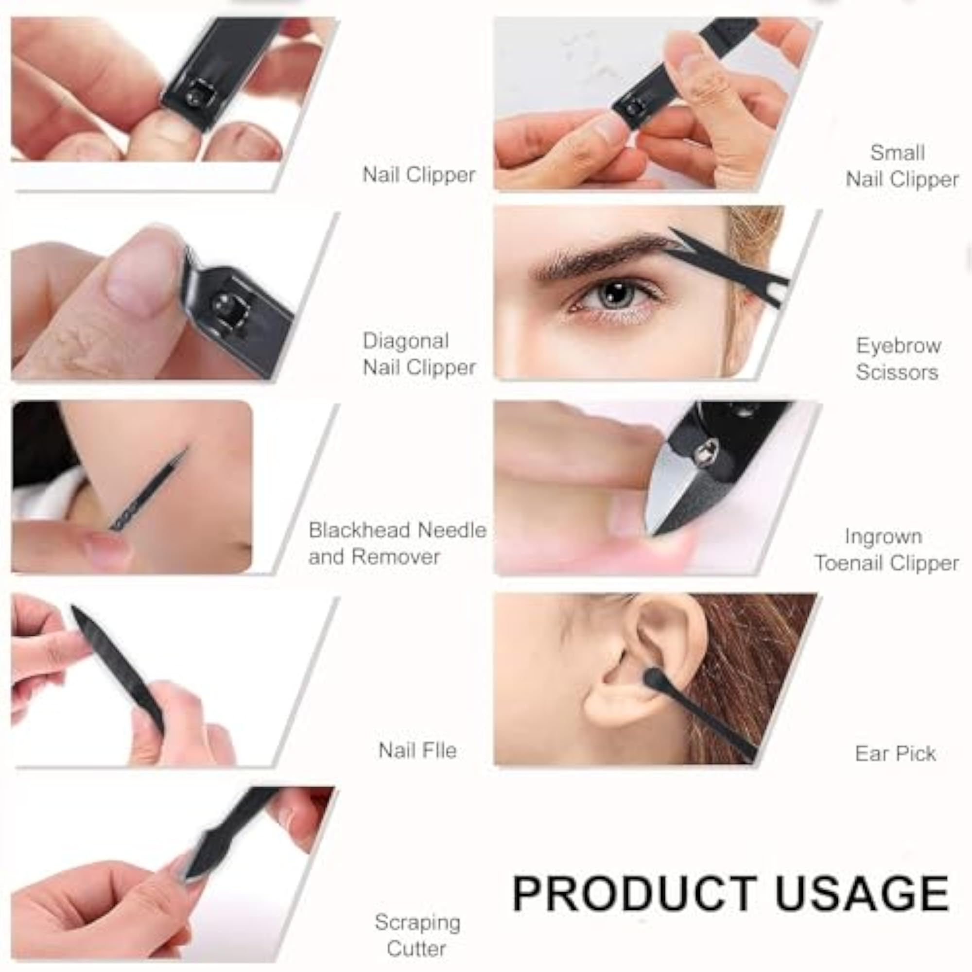 12 in 1 Stainless Steel Manicure Set Grooming Kit