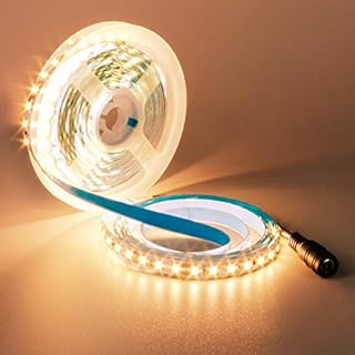 YUNBO 12V LED Strip Lights Warm White 3000K 5M 600LED SMD2835 8MM Wide Cuttable Flexible LED Tape Lights IP20 Not Waterproof Indoor Use LED Lighting
