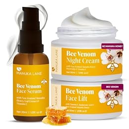 Manuka Lane New Zealand Bee Venom Complete Skin Care Regimen | Includes (1) Face Lift, (1) Face Serum, (1) Night Cream | Powerful, Safely Derived, and Natural Ingredients (Pack of 3)