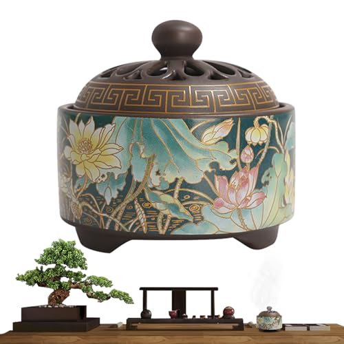 Porte-encens en porcelaine d'art avec motif complexe et finition émaillée - 2