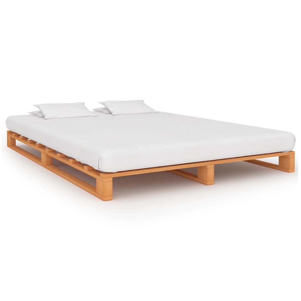 Massivholz Kiefernholz Palettenbett klassisch Braun 140x200 cm