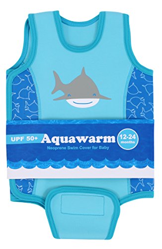 Aquawarm Shark Infant Boys' Neoprene Baby Warmer Swim Wetsuit, Blue (6-12 Months)