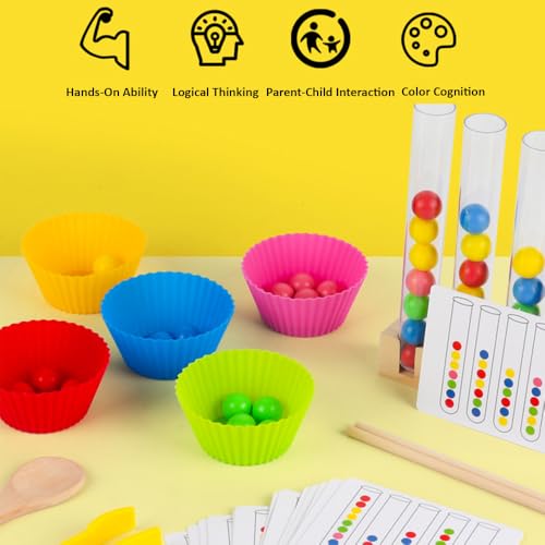 Image of Montessori Color Sorting Toys for Toddlers 2 3 4 5 6, Early Education Color Matching Bead Game, Boys Girls Birthday Gift