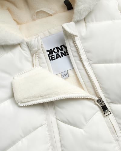 DKNY Baby Girls Snowsuit - Soft Fleece Lined Hooded Winter Pram Baby Snowsuit Outerwear for Newborns & Infants (Sizes 3-9M), Size 3-6M, Blush/Gold - Thumbnail 4