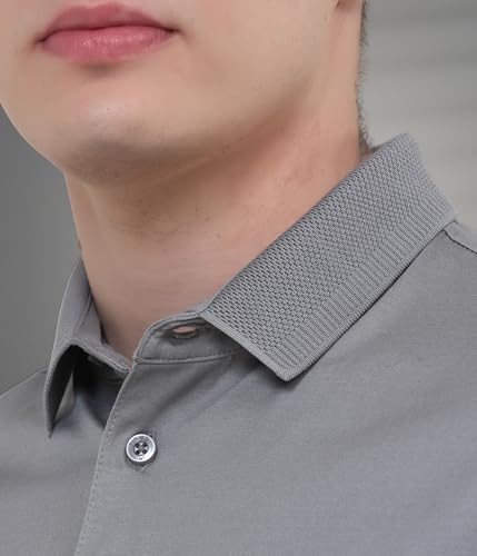 Image of TURMS Men's Mercerized Cotton Solid Polo T-Shirt, Anti-Odor, Moisture Control & Wicking, Jacquard Collared Neck, Half Sleeve