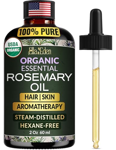 Organic Rosemary Oil for Hair Growth, 2 Fl Oz, 100% Pure Steam Distilled