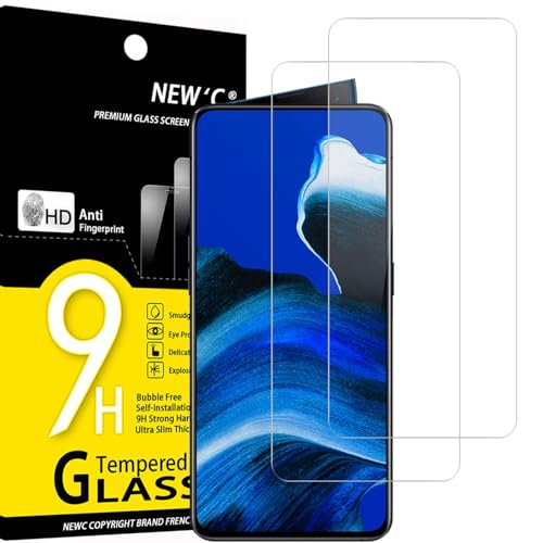 NEW'C 2 Stück für Oppo Reno 2, Reno 2Z für Panzerglas, Frei von Kratzern, 9H Festigkeit, HD Bildschirmschutzfolie, 0.33mm Ultra-klar, Ultrawiderstandsfähig