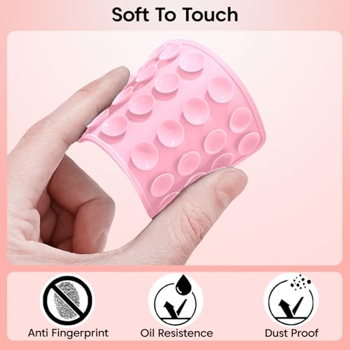 Image of Sounce Suction Phone Case, Phone Suction Sticker, for Hands-Free Mobile Accessory Holder Grip, Video Phone Accessory Compatible Mirror, Shower (Pink)