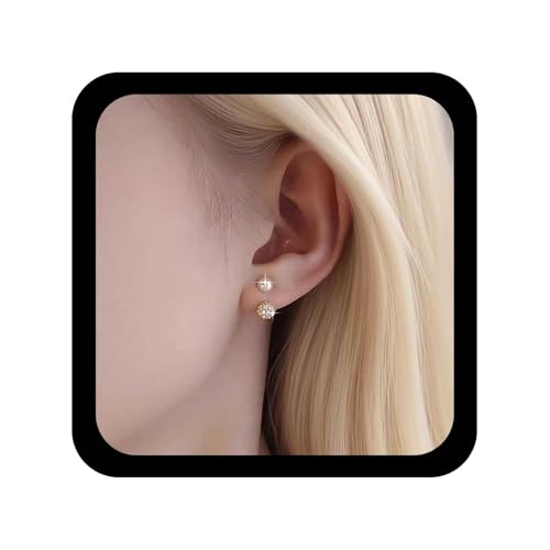 Cybche Boucles D'oreilles Cristal Perle Vintage Boucles D'oreilles Perle Or Boucle Cz Boules Boucle Cristal Double Face Perles Avant Arrière Bijoux Pour Femmes