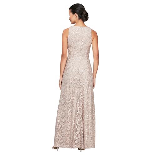 Alex Evenings Women's Long Sleeveless Mother of The Bride Dress W/Cascade Ruffle & Front Slit (Petite and Regular Sizes)3